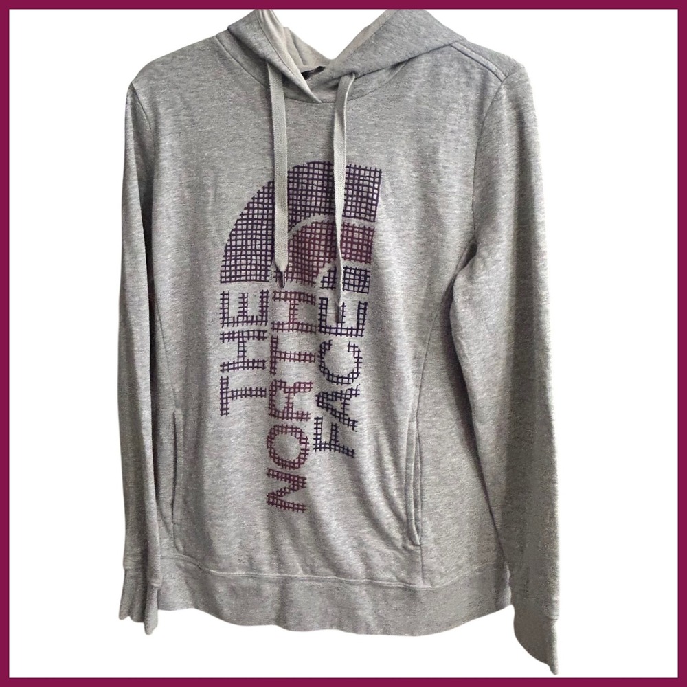 The North Face Gray Heathered Graphic Logo Hoodie Sweatshirt